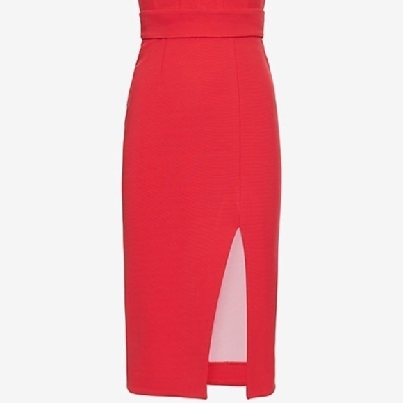 Nicholas for Intermix Deep V Red Fitted Dress w Slit Size 2  (EXCLUSIVE) - Picture 3 of 3